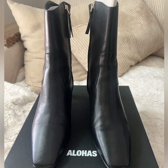 Alohas Nash Ankle Boots Black Leather - Picture 3 of 6
